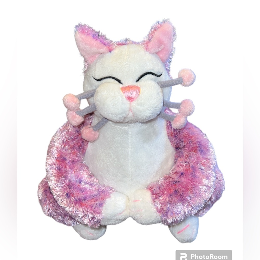 Whimsy Clay Plush Purple Pink Seated Happy Cat Amy Lancombe Kitty 12”